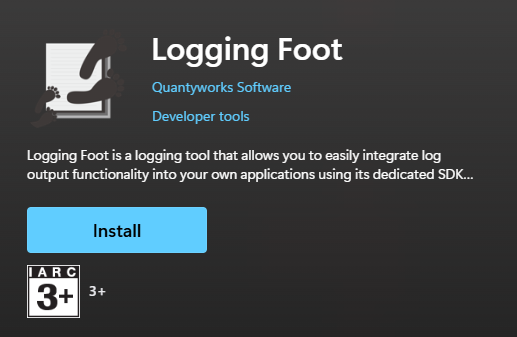Eyecatch image of the Logging Foot listing on the Microsoft Store
