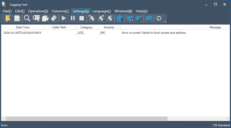 Connection error when application started.